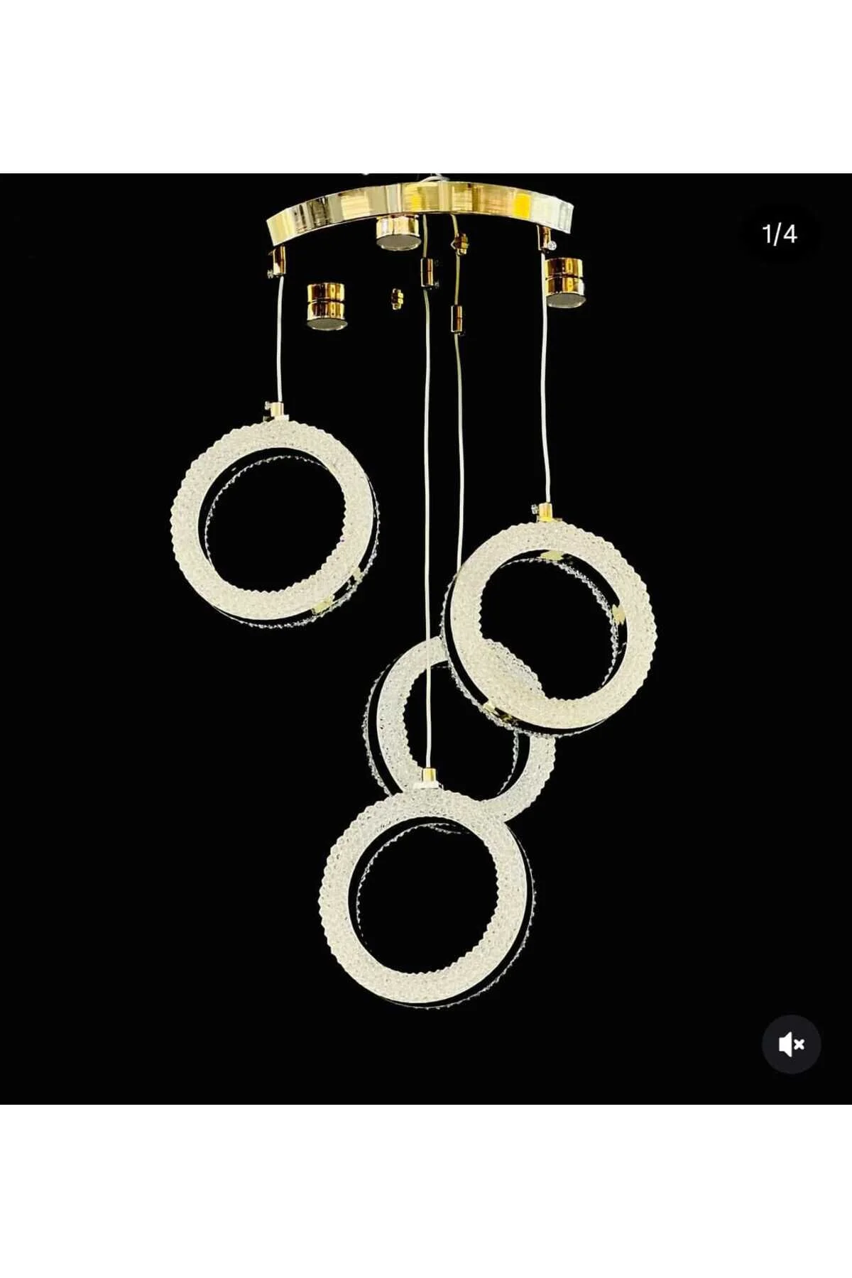 Bohem Aydınlatma Modern 3 Renk Led Halka Model Sarkıt Avize Gold