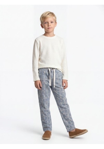 Zekids Erkek Çocuk Tasarım Uzun Kollu T-shirt-17146 Beyaz