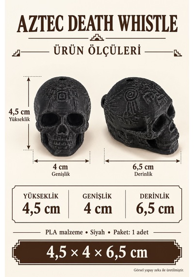 Aztek Mayan Ölüm Islığı Düdüğü Fonksiyonel - Aztec Death Whistle