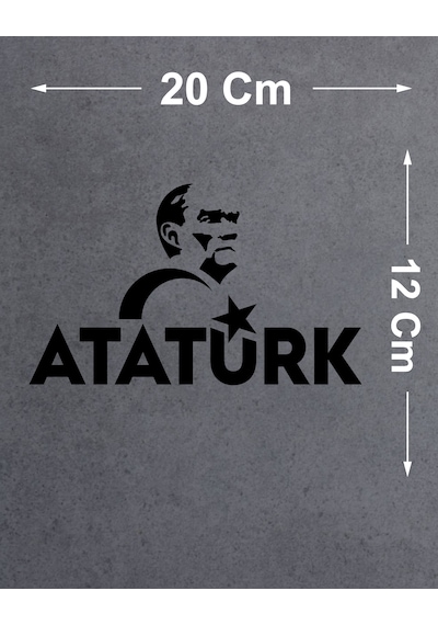 Atatürk Ve Ay Yıldız Sticker - Araba Oto Motosiklet Karavan Araç Cam Sticker - 00347 20x12 Cm