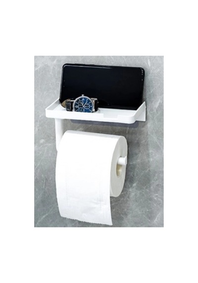 Özel Üretim Beyaz Modern Tuvalet Kağıdı Askılığı Raflı Yapışkanlı Matkapsız Banyo Aksesuarı Çok Renkli