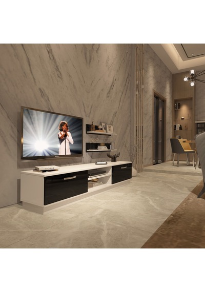 Decoraktiv Eko 4b Slm Dvd Tv Ünitesi Tv Sehpası Beyaz - Siyah