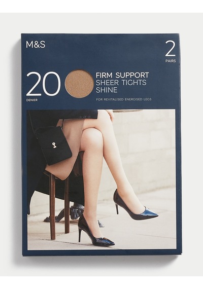 Marks & Spencer Yüksek Sıkılıkta 2'li 20 Denye Külotlu Çorap Seti T60004530 Bej