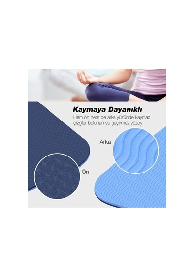 Tr Çevre Dostu Pilates Minderi Hizalamalı 8mm Tpe Yoga Matı Çift Taraflı Kaydırmaz Pilates Minderi Mavi Diğer