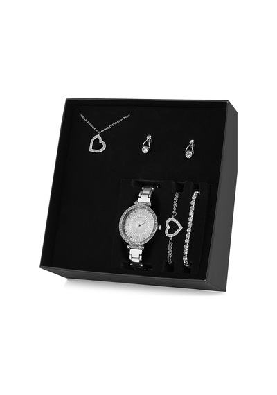 Kadın Kalpli Kolye Küpe Bileklik Saat Seti Set Ps0721 N11.236