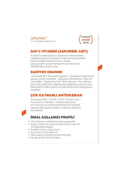%13.5 Saf C Vitamini & Peptit Leke & Kırışıklık Karşıtı Yoğun Aydınlatıcı Ton Eşitleyici Krem 15 Ml