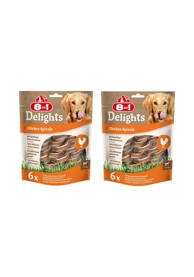 8in1 Delights Chicken Spirals Tavuklu Burgu Ödül 6 Lı X 2 Adet