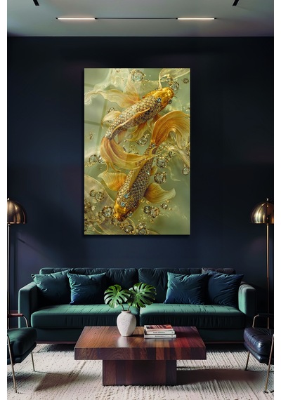 Lüks Altın Koi Balığı Mücevherli Feng Shui Cam Tablo Zenginlik Ve Şans Temalı Duvar Sanatı Modern Dekorasyon Temalı Dekoratif Duvar Tablosu, Salon, Ev Ve Ofis Dekoru,