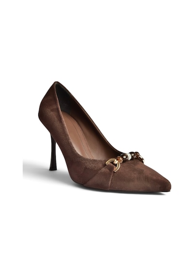 Fox Shoes Z676111102 Kahverengi Süet İnce Topuklu Kadın Topuklu Stiletto Ayakkabı