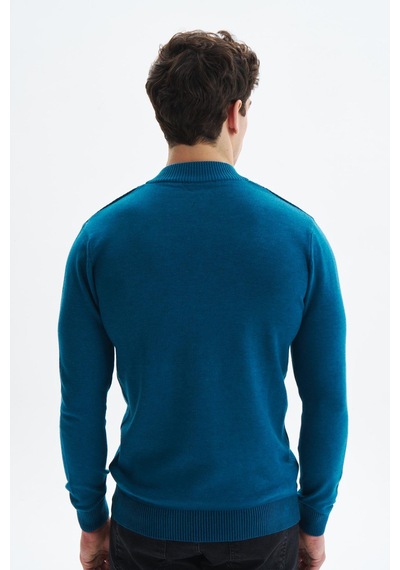 AR-MA Arma Erkek Slim Fit Likralı Akrilik Kumaş Yarım Yaka Triko Kazak K0kro0864 Mavi