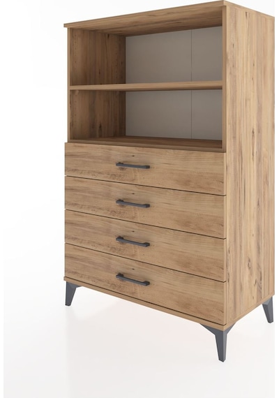 Hyperion Dolap 2 Raflı 4 Çekmeceli 88x44x134 Çam-çam Çam
