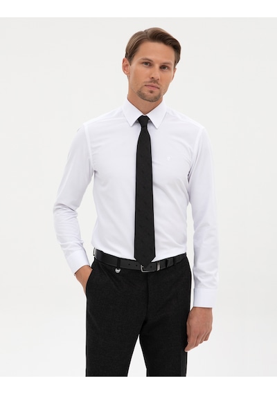 Pierre Cardin Beyaz Slim Fit Uzun Kollu Basic Gömlek 50325338-vr013
