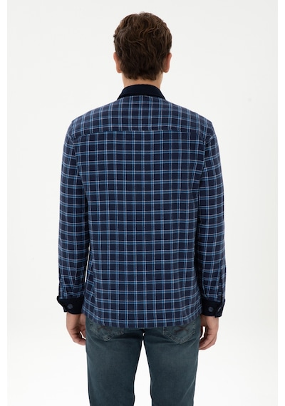 U.s. Polo Assn. Erkek İndigo Gömlek Desenli 50316574-vr028 Indigo