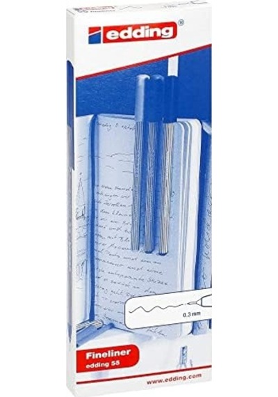 55 Fineliner - Çelik Mavisi - 10 Kalem - 0,3 Mm Uç