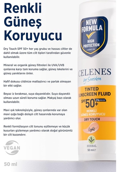 Herbal Renkli Güneş Koruyucu Dry Touch Light 50 Spf