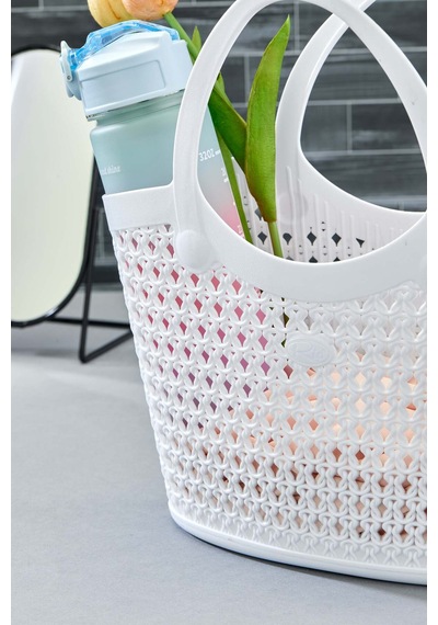 Silikon Premium Kolay Saklanabilir Sepet Çanta Organizer, 5,5lt, 30x17x31cm Silikon Beyaz 30 X 17 Tr Diğer