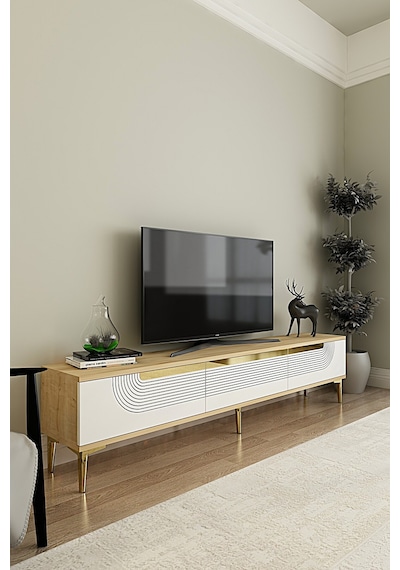 Tsa1805dbg - Meyra Tsa180 Tv Stand, Tv Sehpası Ve Tv Ünitesi Safirmeşe-beyaz-gold 180cm Tsa1805dbg - Meyra Tsa180 Tv Stand, Tv Sehpası Ve Tv Ünitesi Safirmeşe-beyaz-gold 180cm