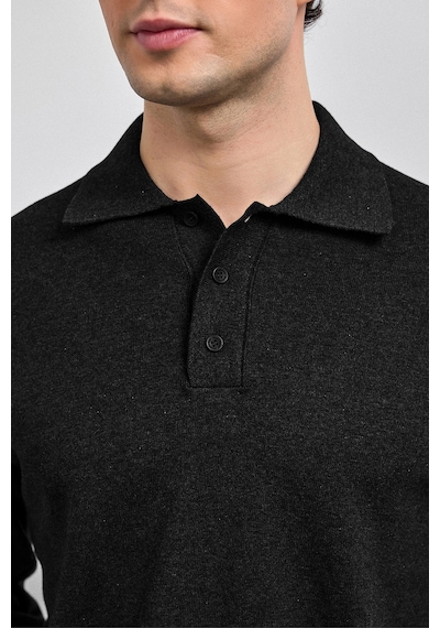 Back And Bond Siyah Relaxed Fit Polo Yaka Triko Kazak