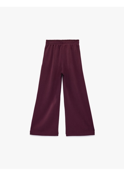 Koton Beli Lastikli Viskon Karışımlı Geniş Paça Pantolon Mor 6skg40109ak Mor