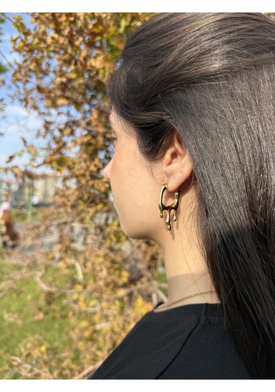 Melted Gold Hoop Küpe Altın
