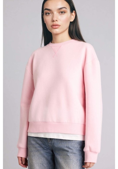Defacto Relax Fıt Basıc Düz Kalın Sweatshirt Kumaşı Sweatshirt H2149ax25wnpn38 Pembe-pn38