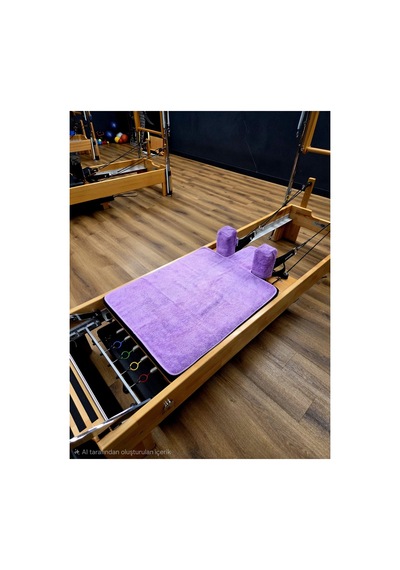Lila Mor Pilates Omuzluklu Reformer Havlu Seti Organik Pamuk' Kaydırmaz Kaplamalı