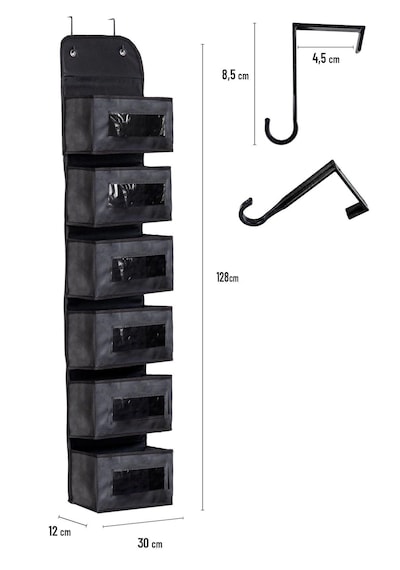 6 Katlı Kapı Arkası Düzenleyici Raf Bebek Eşyası Çocuk Odası Banyo Organizer Antrasit