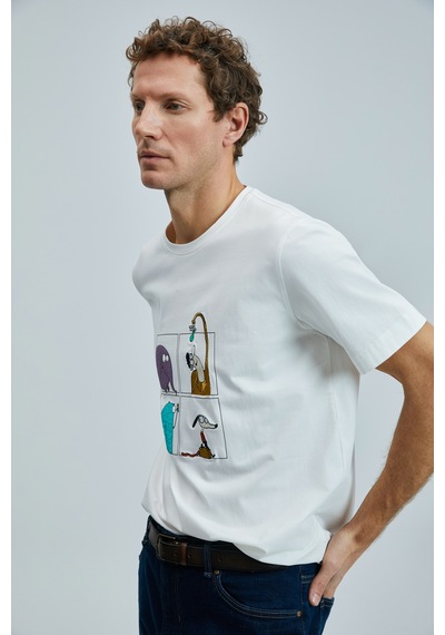 Lufian Funky Modern Grafik T- Shirt Kırık Beyaz Kırık Beyaz 111020254100510 KIRIK BEYAZ