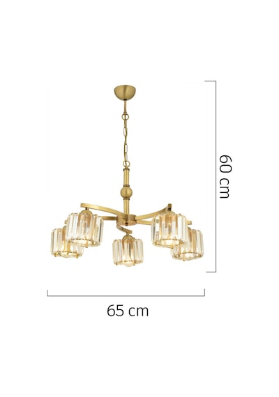 Amir 5 Kollu Eskitme Kristalli Taşlı Modern Tasarım Kristal Salon Avize