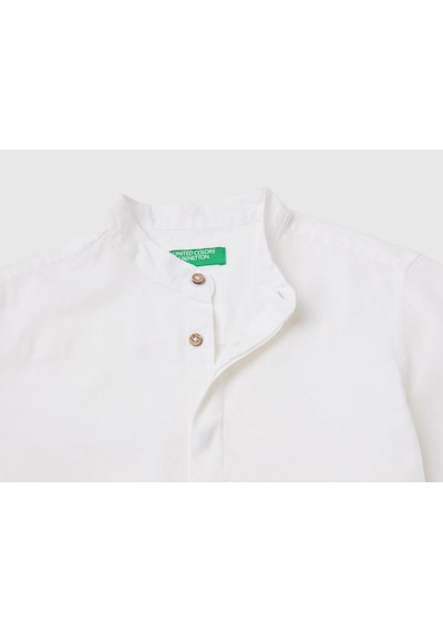United Colors Of Benetton Keten Karışımlı Çocuk Gömlek Beyaz