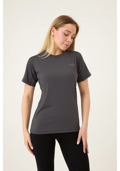 Zoor Kadın Kısa Kol Compression Fitness Gym Spor Body Tshirt Füme
