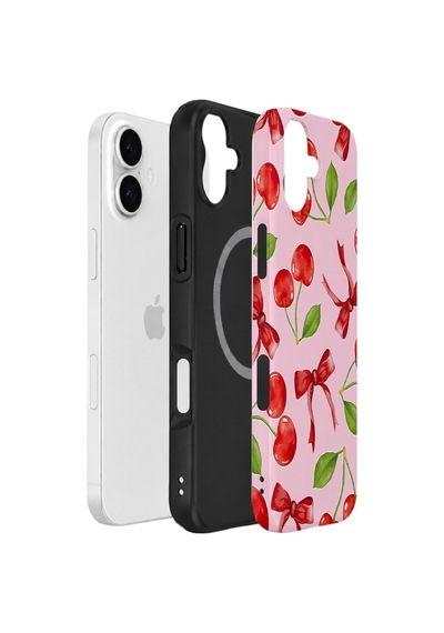 Apple iPhone Uyumlu 17 Vorian Çift Katmanlı Magsafe Kılıf Cherry Ribbon Garden