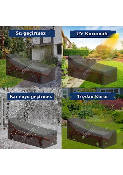 Gri Şezlong Koruma Örtüsü, Koruyucu Kılıf, Su Geçirmez, Güneşten Korur, Toz Ve Kir Önleyici Branda Gri