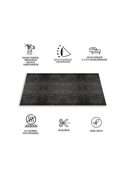 Tink Kendinden Yapışkanlı Mermer Desenli Panel Belgıum Black Desen 82x122 Cm 1 M2 1 Adet