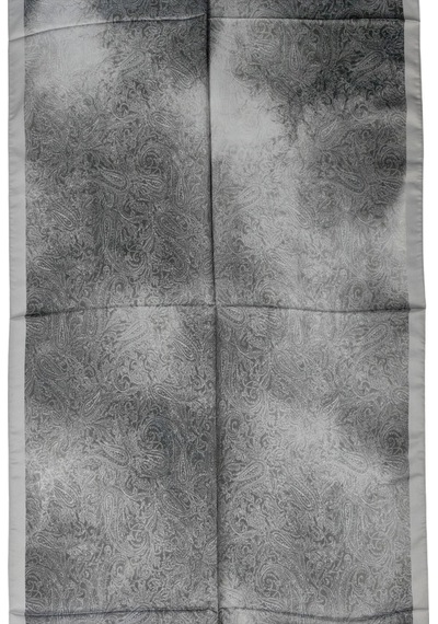 Mim Eşarp Işıl İpek Cotton Vual Etnik Desenli Şal 75x190 Cm Gri
