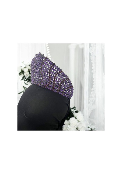 Kristal Taşlı Gelin,kına,nişan,söz,after,bride,party Taç 2 Mor - 707821387 Mor