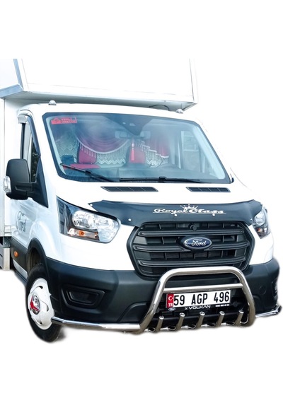 FORD TRANSİT 2013 SONRASI KROM İLAVELİ ÖN TAMPON KORUMA (BIYIK İLAVELİ)
