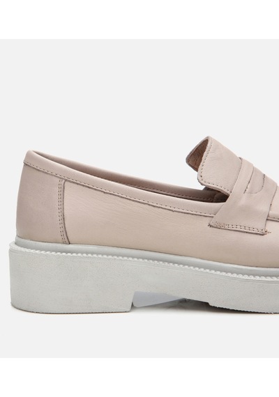Hotiç Kadın Deri Bej Kalın Tabanlı Klasik Loafer