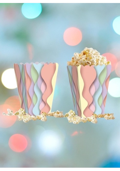 Mısır Kutusu Pop Corn Kutusu Dalgalı Makaron Desenli / 8 Parça