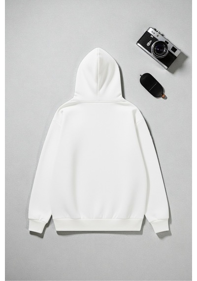 Uyguntarz Boğa Tasarım Baskılı Unisex Oversize Sweatshirt beyaz