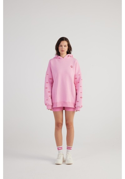 Holly Lolly Oversize Kapüşonlu Unisex Eye Sweat Pembe