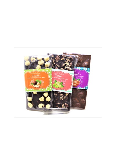 Dark Brown %54 Bitter Çikolata - Antep Fıstığı - Fındık - Badem Sütlü Tablet 3'lü