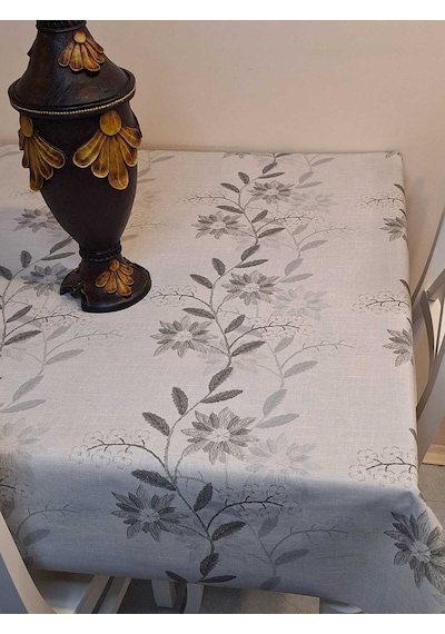 Simli Keten Dokulu Pvc Masa Örtüsü 24keteno5 Gri