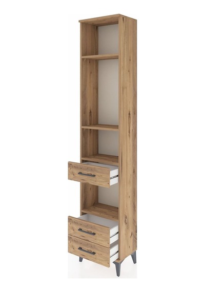 Arges Dolap 4 Raflı 3 Çekmeceli 44x30x221 Çam-çam Çam