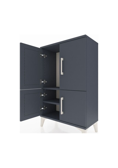 Arges Komodin 2 Raflı 4 Kapaklı 60x30x96 Antrasit-antrasit Antrasit