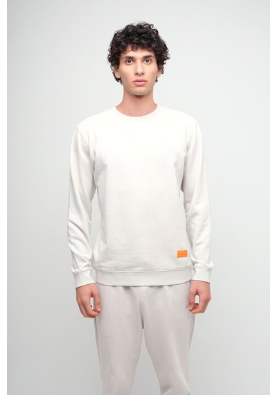 Beord Taş %100 Pamuk Bisiklet Yaka Sweatshirt Bss1-138