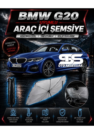 Bmw G20 Araç Ön Cam Güneşliği Katlanabilir Şemsiye Oto Güneşlik Uv Korumalı Gölgelik Araba Oto Şemsiyesi