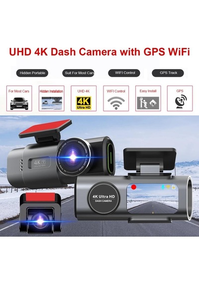 Yeni Çift Lens 4k Sürüş Kaydedici Mini Kamera Gps Wifi 1080p Arka Görüş Kamerası İle 24 Saat Park Etme Gece Görüş Kara Kutu Araç İçi Kayıt 64 Gb
