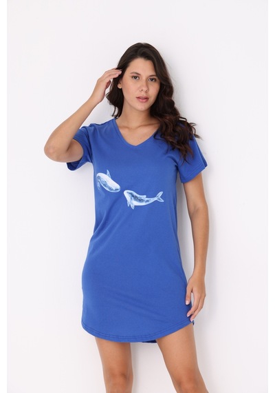 Yasar Underwear Balina Desenli Mavi %100 Pamuk Rahat Kesim Gecelik Mavi Mavi Yasar Underwear Balina Desenli Mavi %100 Pamuk Rahat Kesim Gecelik Mavi Mavi