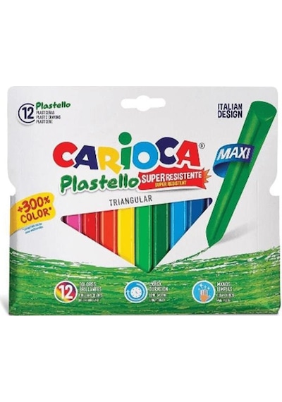 Carioca Plastello 12’Li Elleri Kirletmeyen Maxi Pastel Boya Kalem